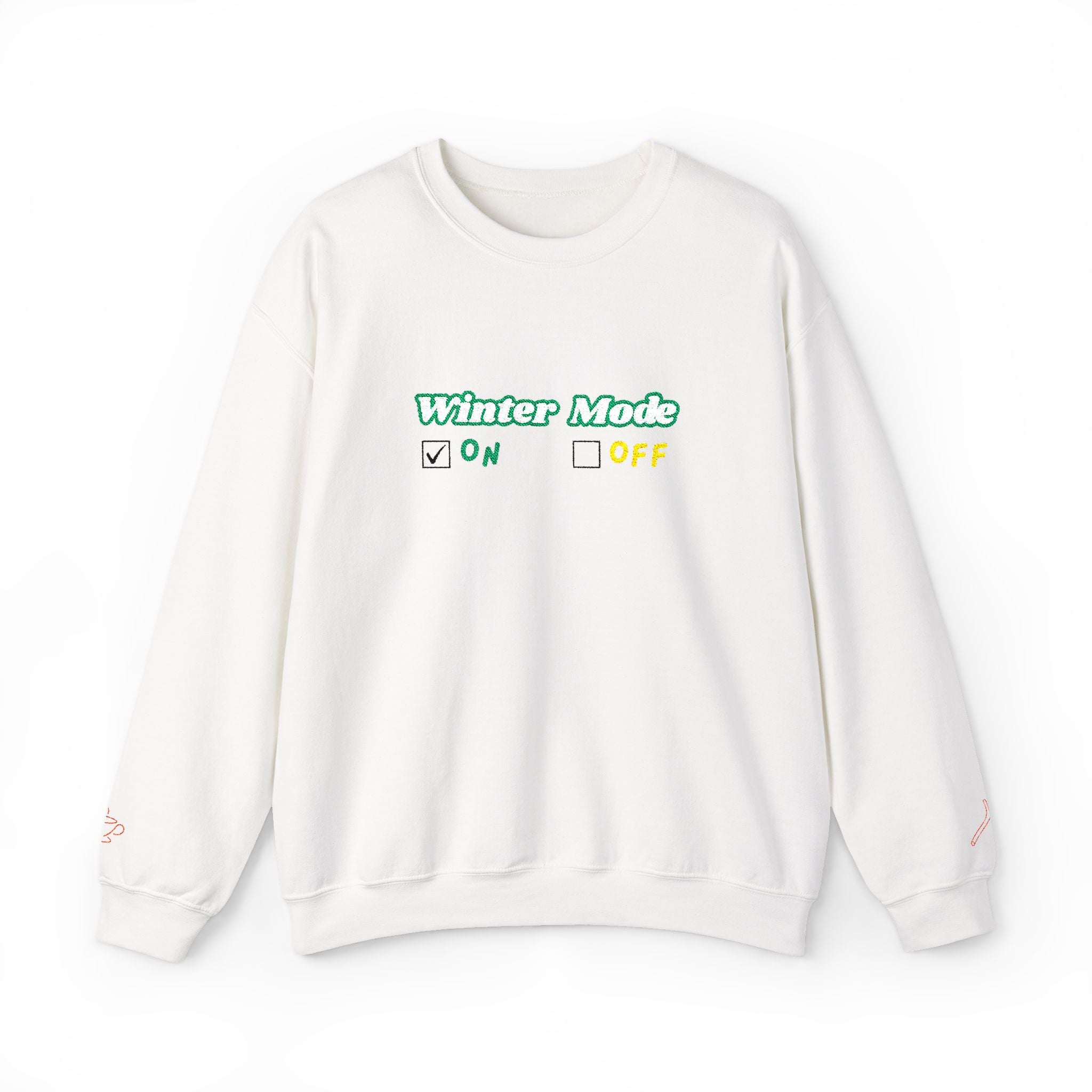 Winter Mode On/Off’ Embroidered Sweatshirt – Cozy Unisex Crewneck, Perfect for Winter & Holidays
