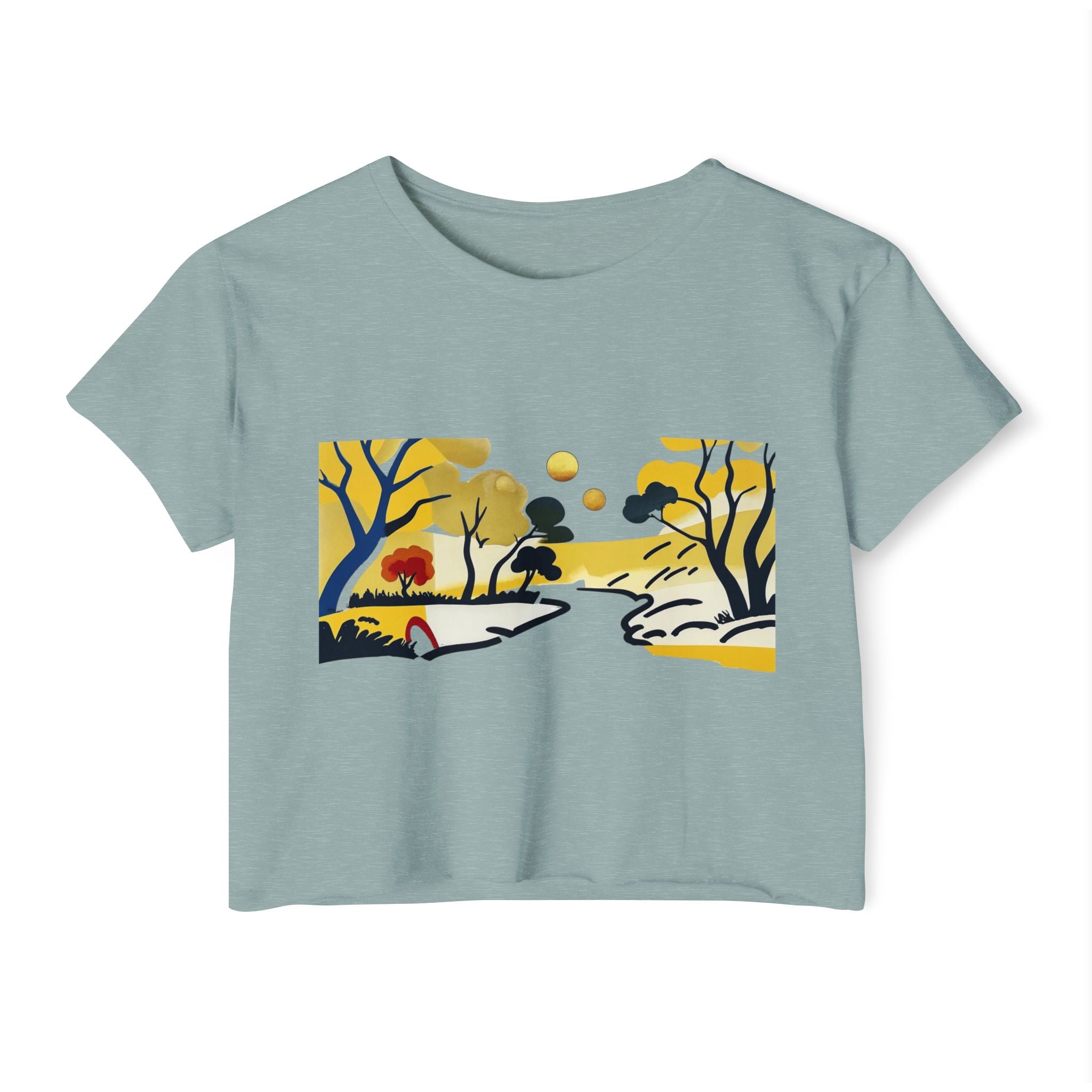 Serenity Flow – Women’s Impressionist Landscape Tee, Casual Chic Top, Gift for Her