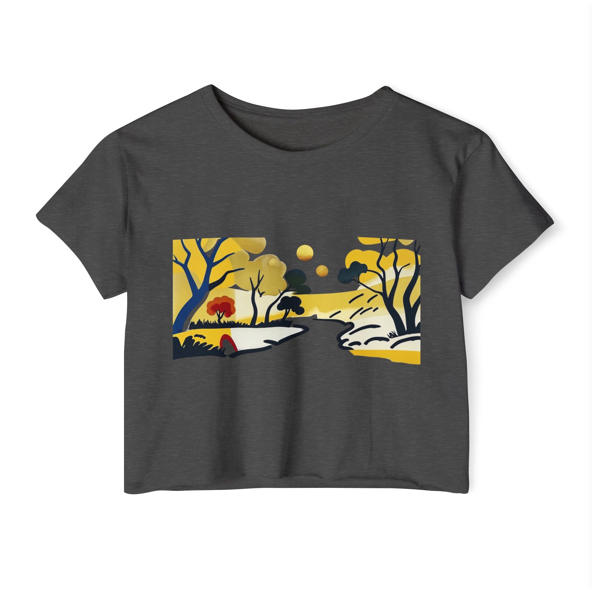 Serenity Flow – Women’s Impressionist Landscape Tee, Casual Chic Top, Gift for Her