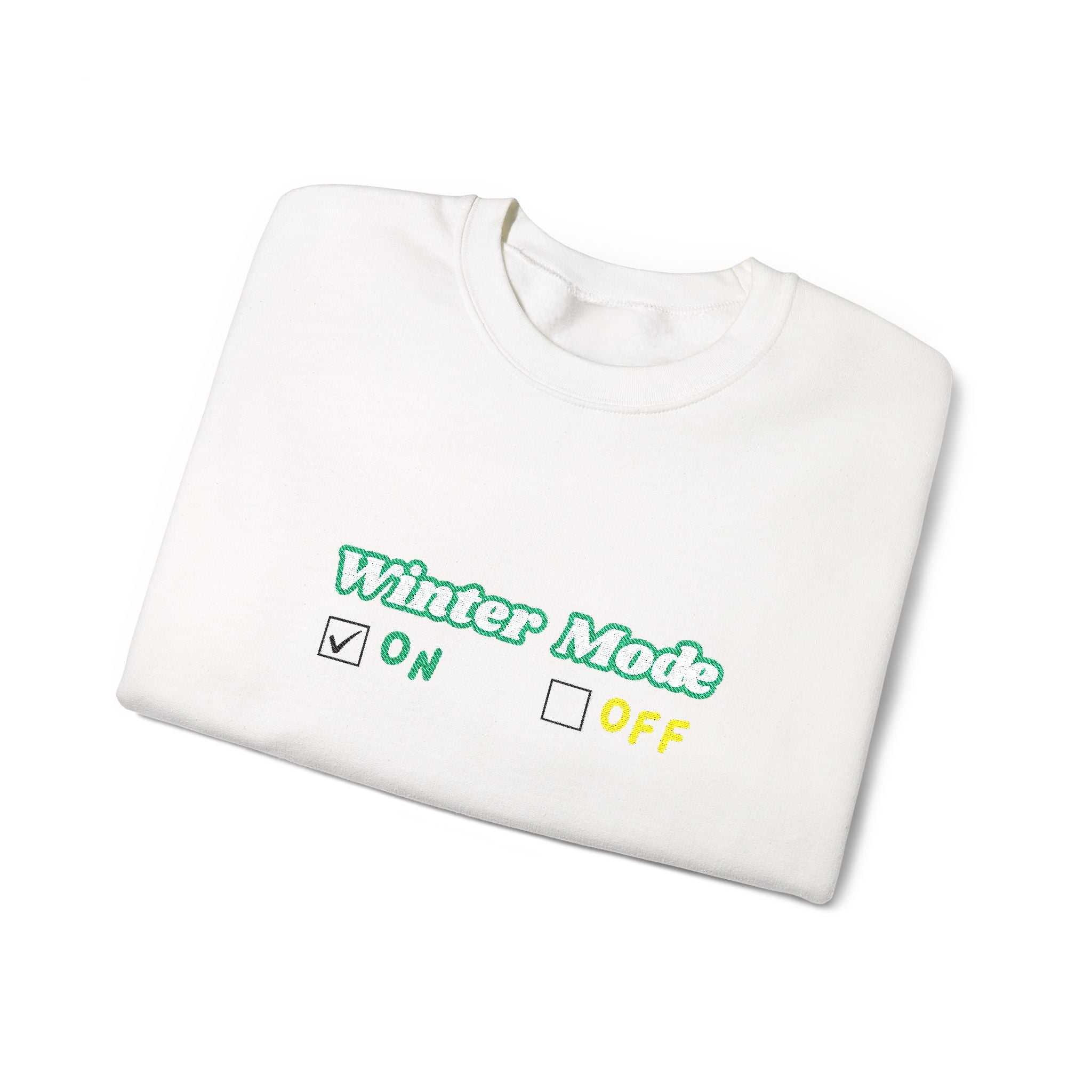 Winter Mode On/Off’ Embroidered Sweatshirt – Cozy Unisex Crewneck, Perfect for Winter & Holidays