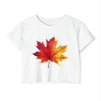 Fall Leaf Festival Crop Top – Boho Autumn Party Tee, Eco-Friendly Fashion