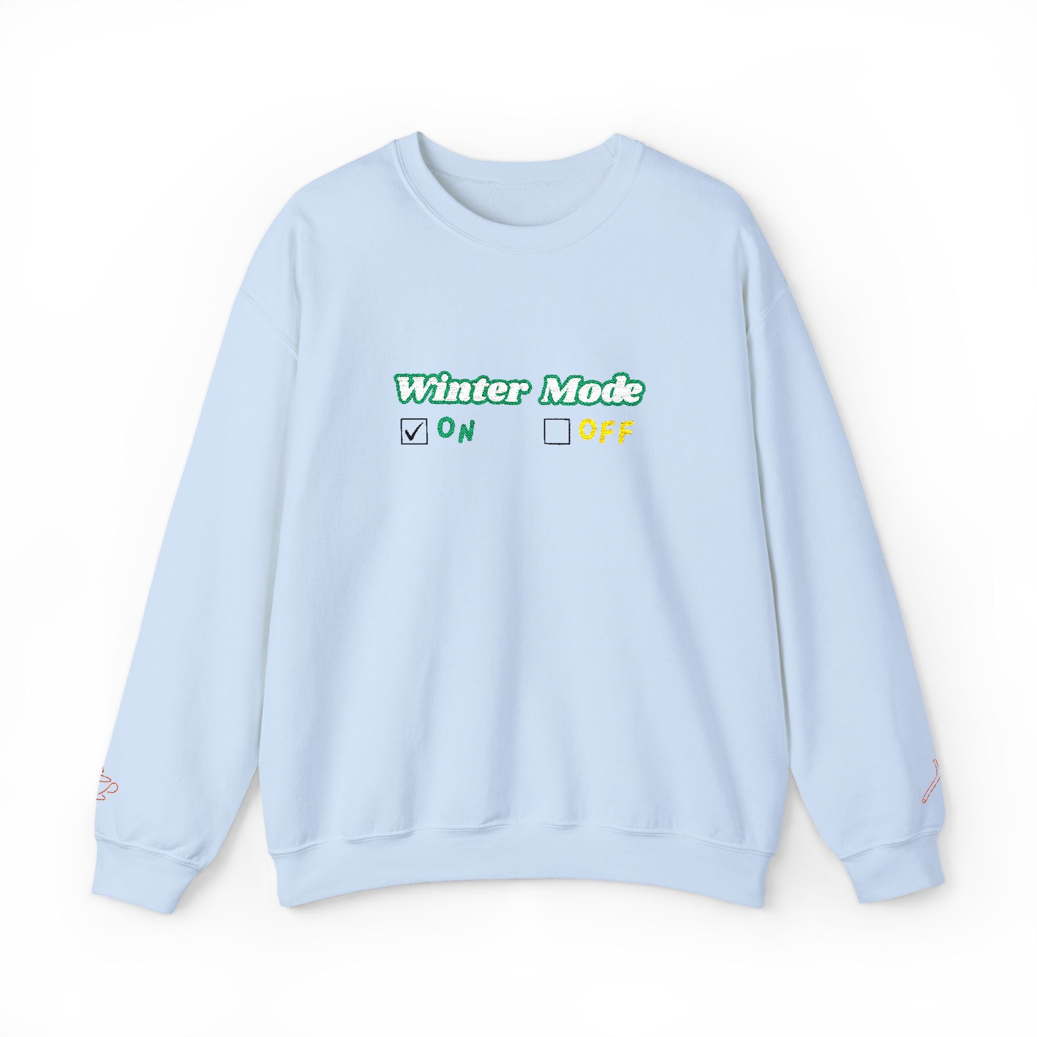Winter Mode On/Off’ Embroidered Sweatshirt – Cozy Unisex Crewneck, Perfect for Winter & Holidays