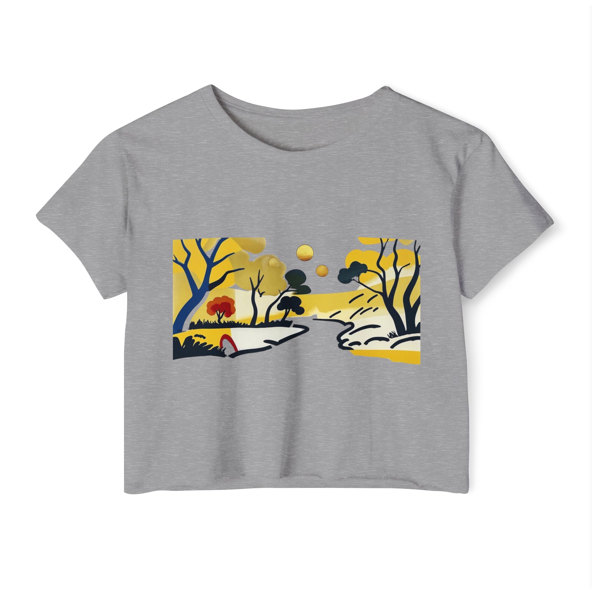 Serenity Flow – Women’s Impressionist Landscape Tee, Casual Chic Top, Gift for Her