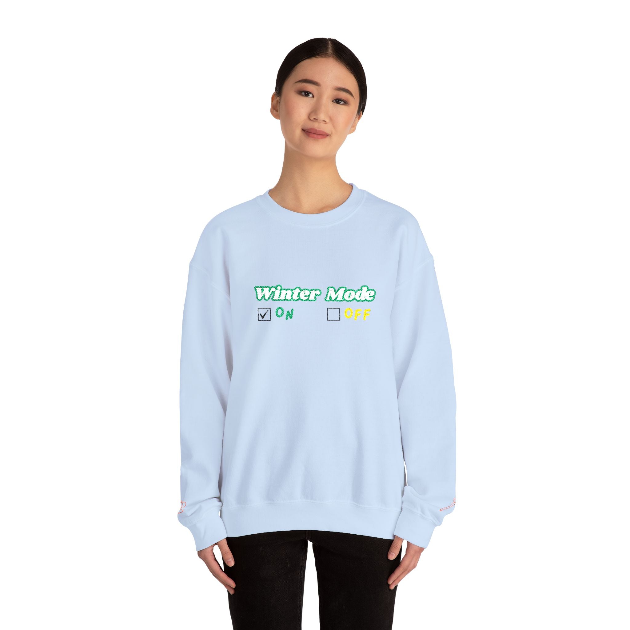 Winter Mode On/Off’ Embroidered Sweatshirt – Cozy Unisex Crewneck, Perfect for Winter & Holidays