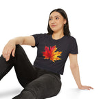 Fall Leaf Festival Crop Top – Boho Autumn Party Tee, Eco-Friendly Fashion