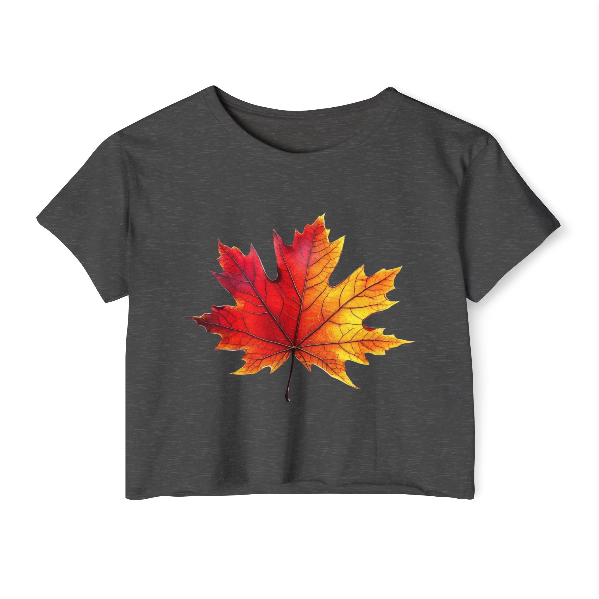 Fall Leaf Festival Crop Top – Boho Autumn Party Tee, Eco-Friendly Fashion