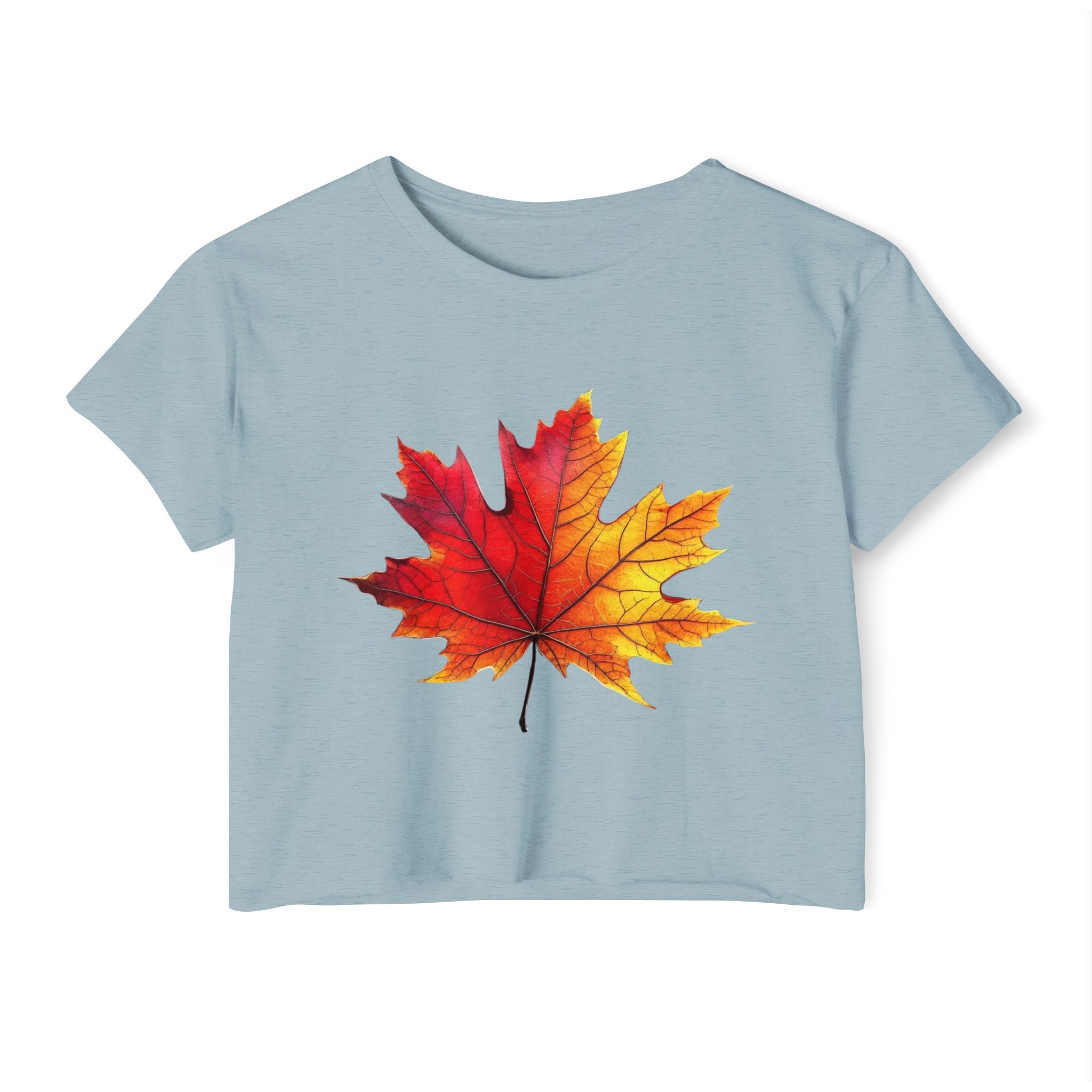 Fall Leaf Festival Crop Top – Boho Autumn Party Tee, Eco-Friendly Fashion