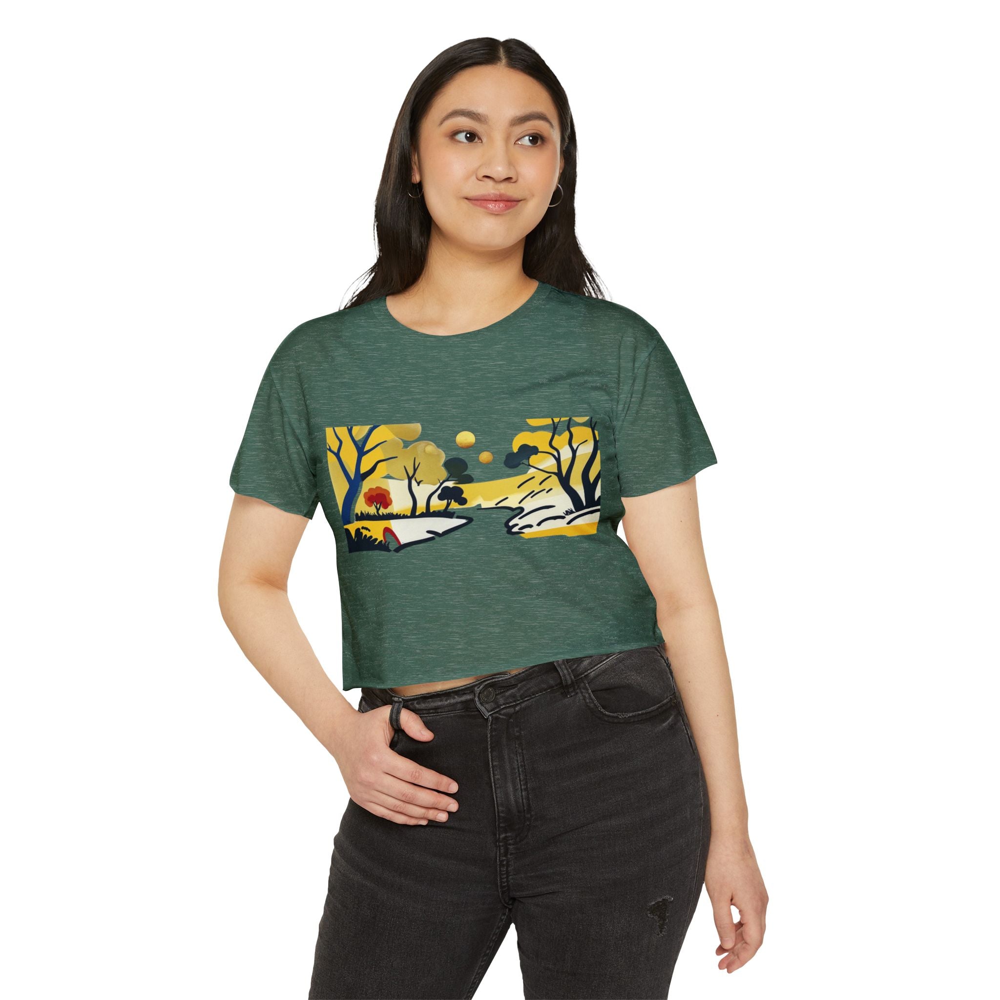 Serenity Flow – Women’s Impressionist Landscape Tee, Casual Chic Top, Gift for Her