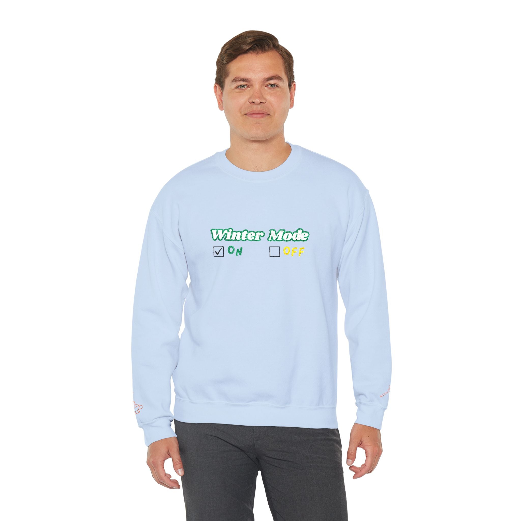 Winter Mode On/Off’ Embroidered Sweatshirt – Cozy Unisex Crewneck, Perfect for Winter & Holidays