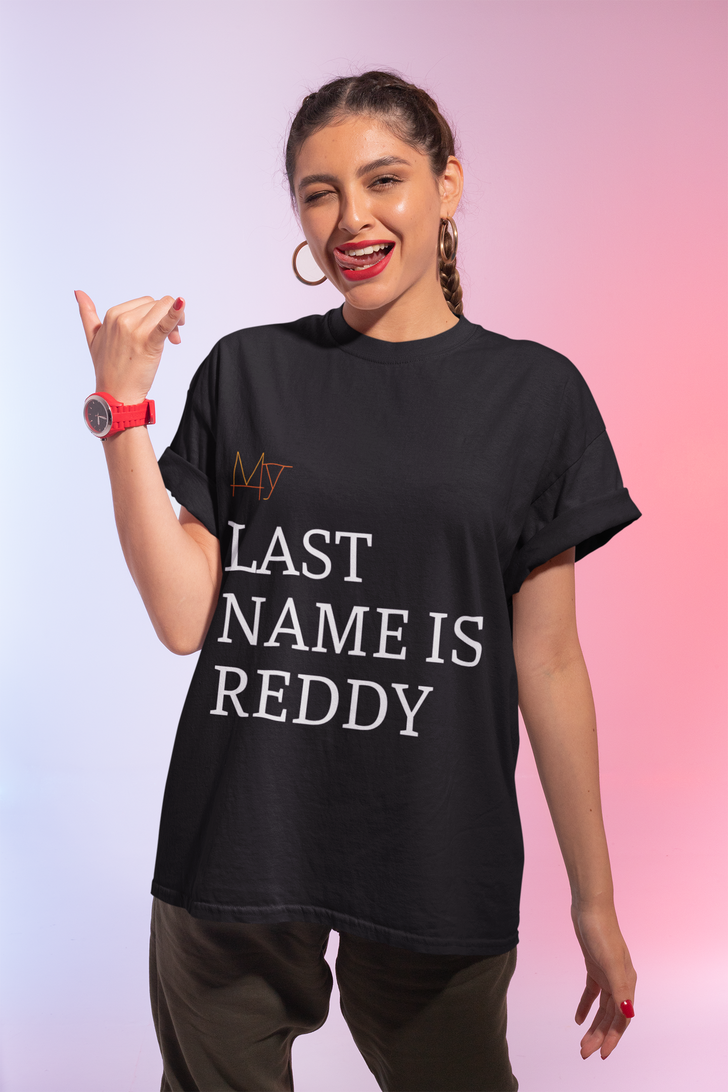 MY LAST NAME IS REDDY, Unisex Cotton Crew Tee, Casual Wear