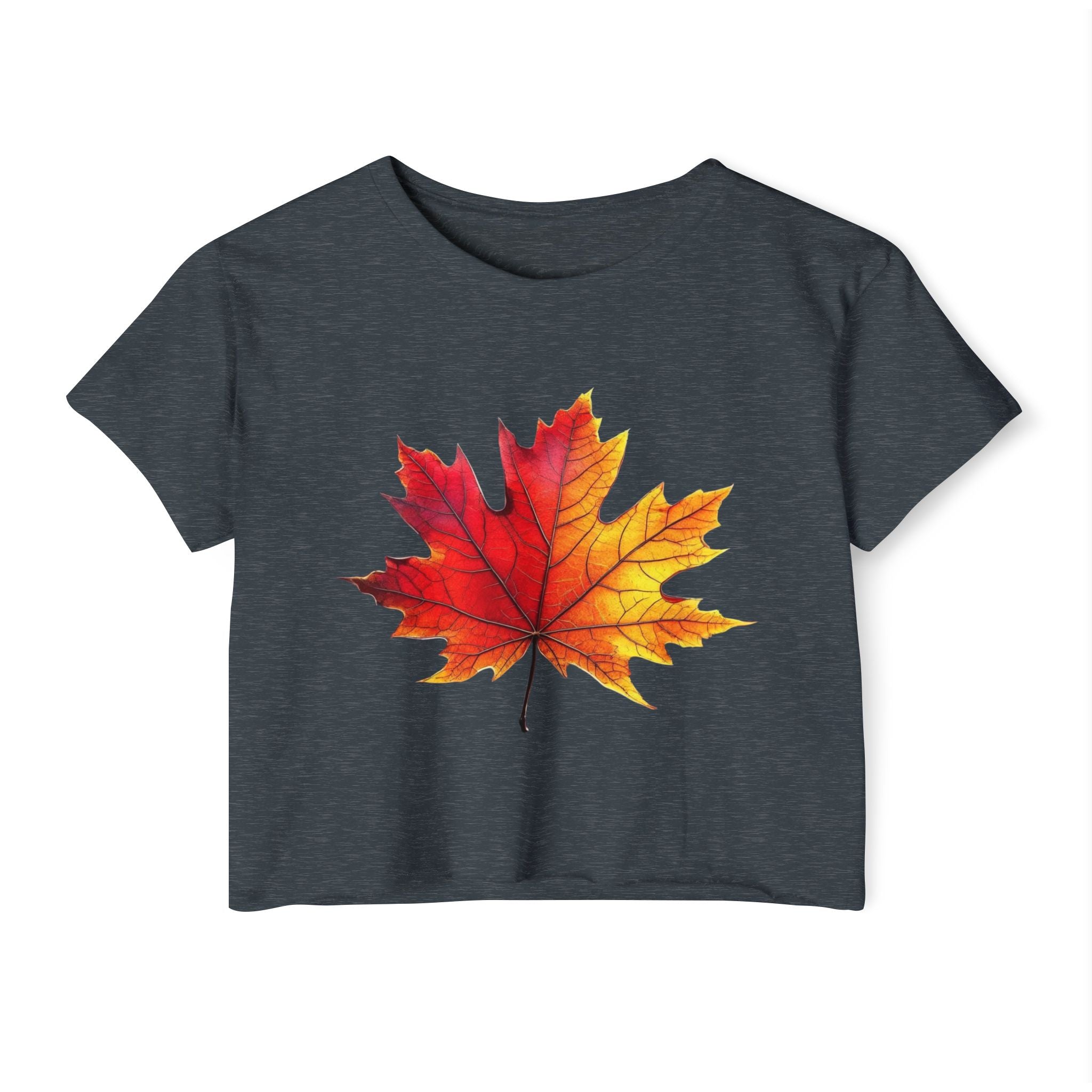 Fall Leaf Festival Crop Top – Boho Autumn Party Tee, Eco-Friendly Fashion
