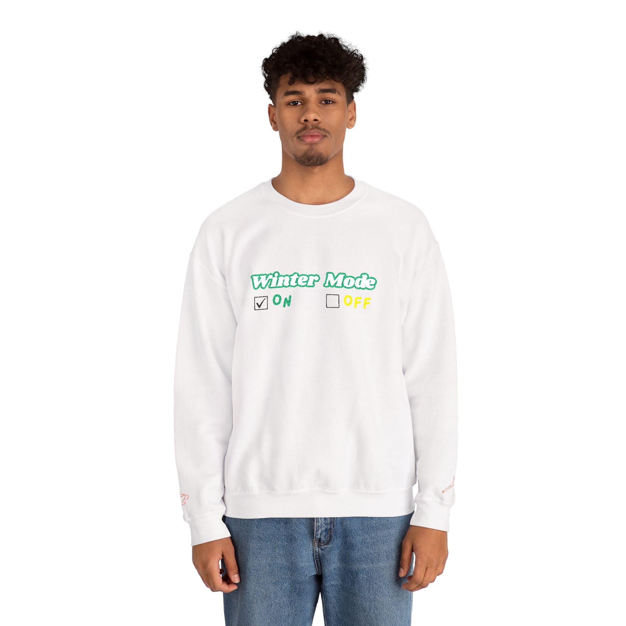 Winter Mode On/Off’ Embroidered Sweatshirt – Cozy Unisex Crewneck, Perfect for Winter & Holidays