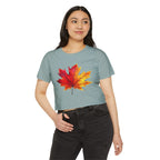 Fall Leaf Festival Crop Top – Boho Autumn Party Tee, Eco-Friendly Fashion