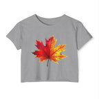 Fall Leaf Festival Crop Top – Boho Autumn Party Tee, Eco-Friendly Fashion