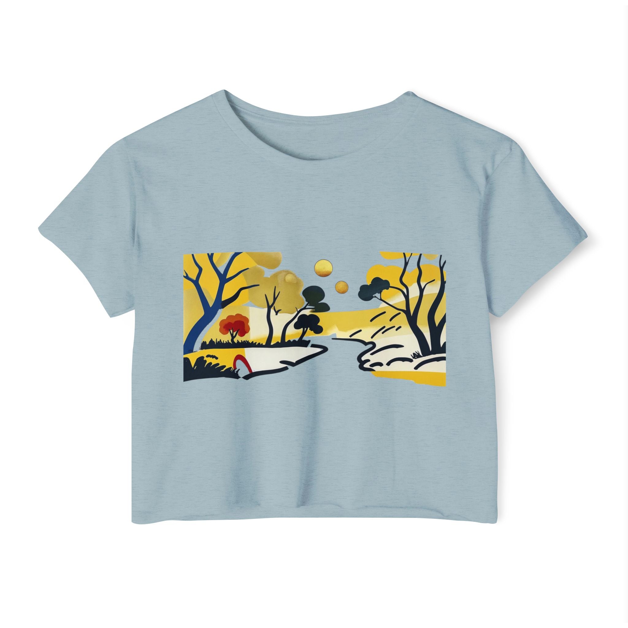 Serenity Flow – Women’s Impressionist Landscape Tee, Casual Chic Top, Gift for Her