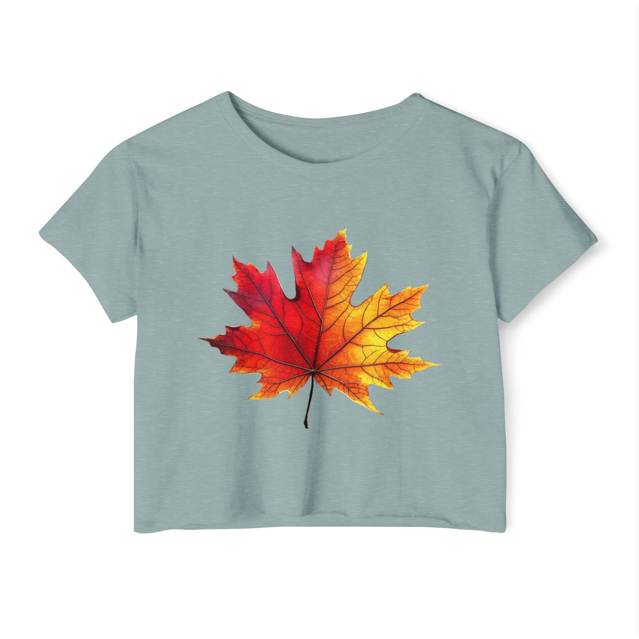 Fall Leaf Festival Crop Top – Boho Autumn Party Tee, Eco-Friendly Fashion