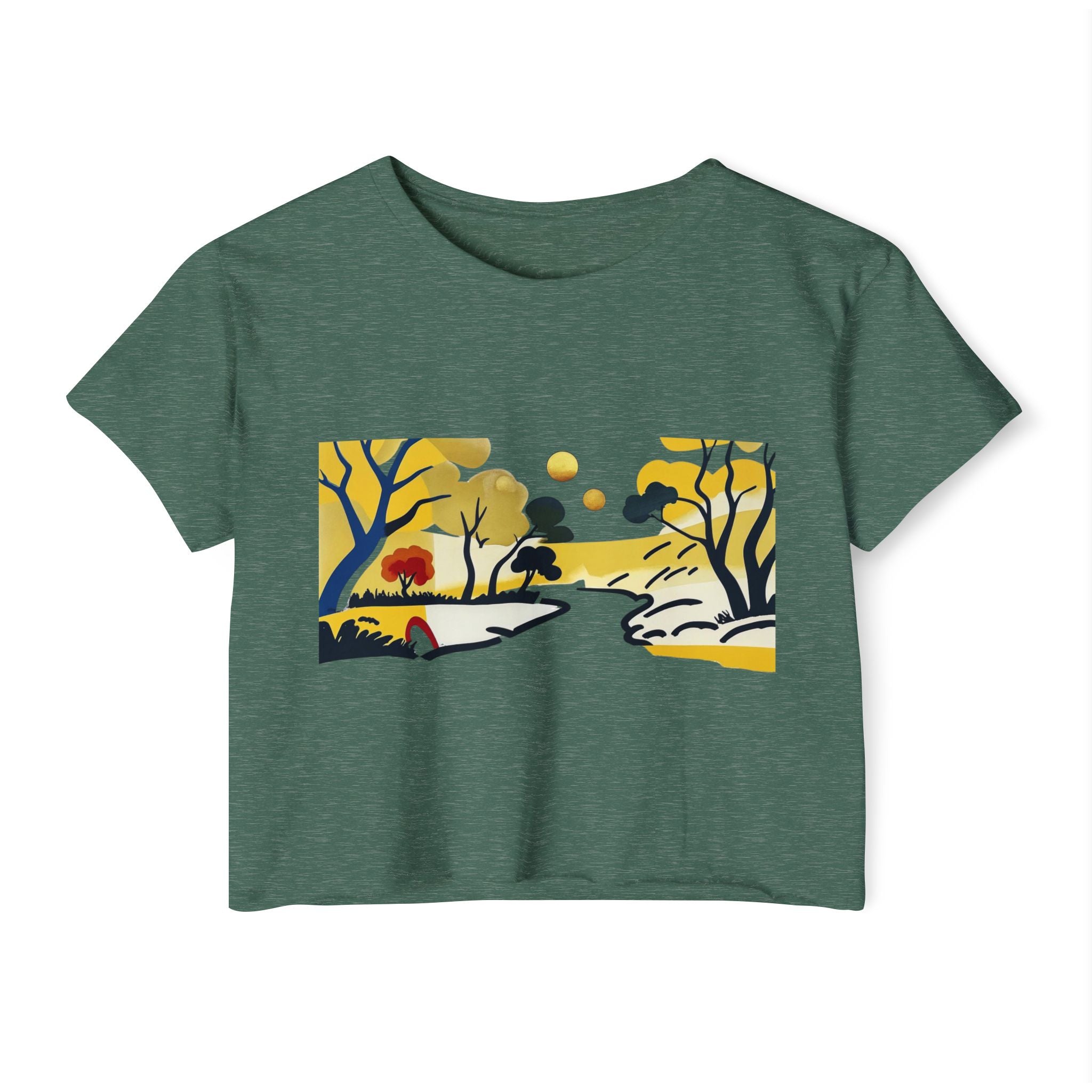 Serenity Flow – Women’s Impressionist Landscape Tee, Casual Chic Top, Gift for Her