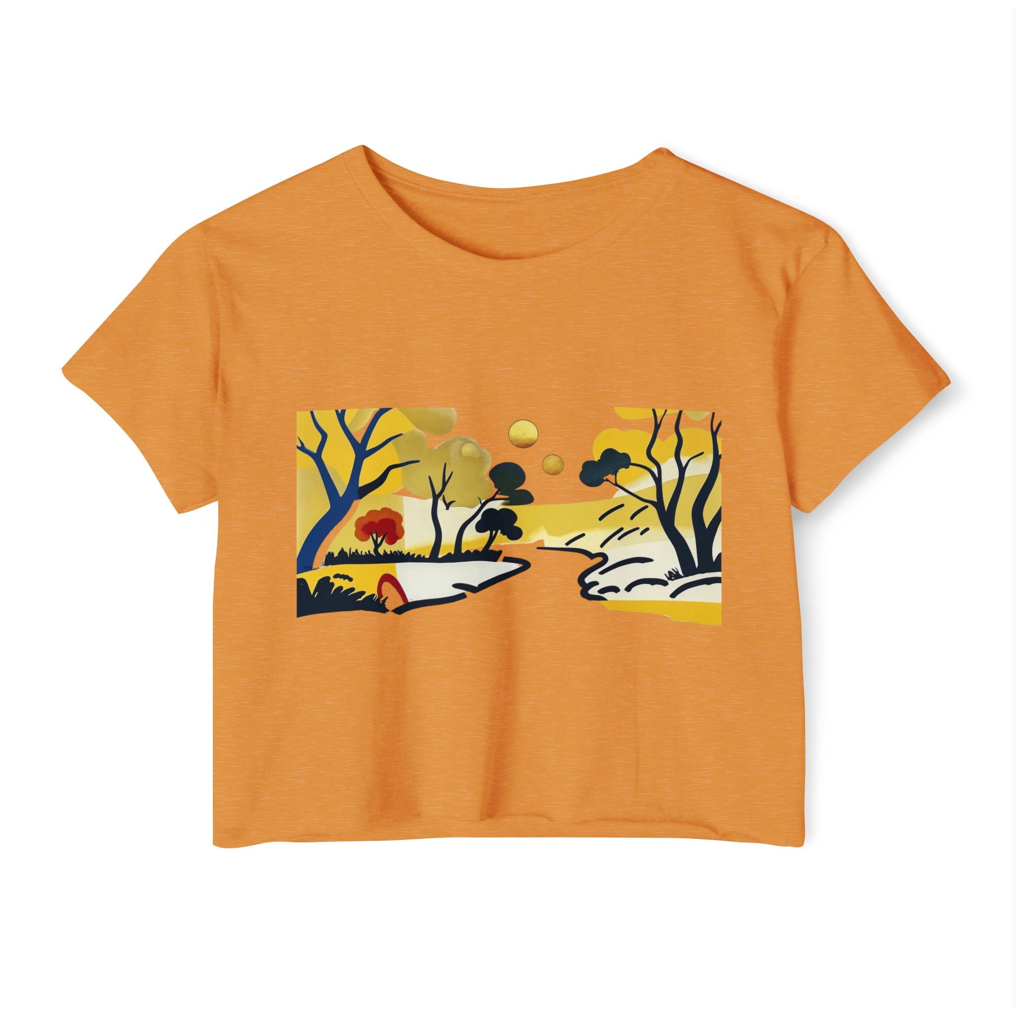 Serenity Flow – Women’s Impressionist Landscape Tee, Casual Chic Top, Gift for Her