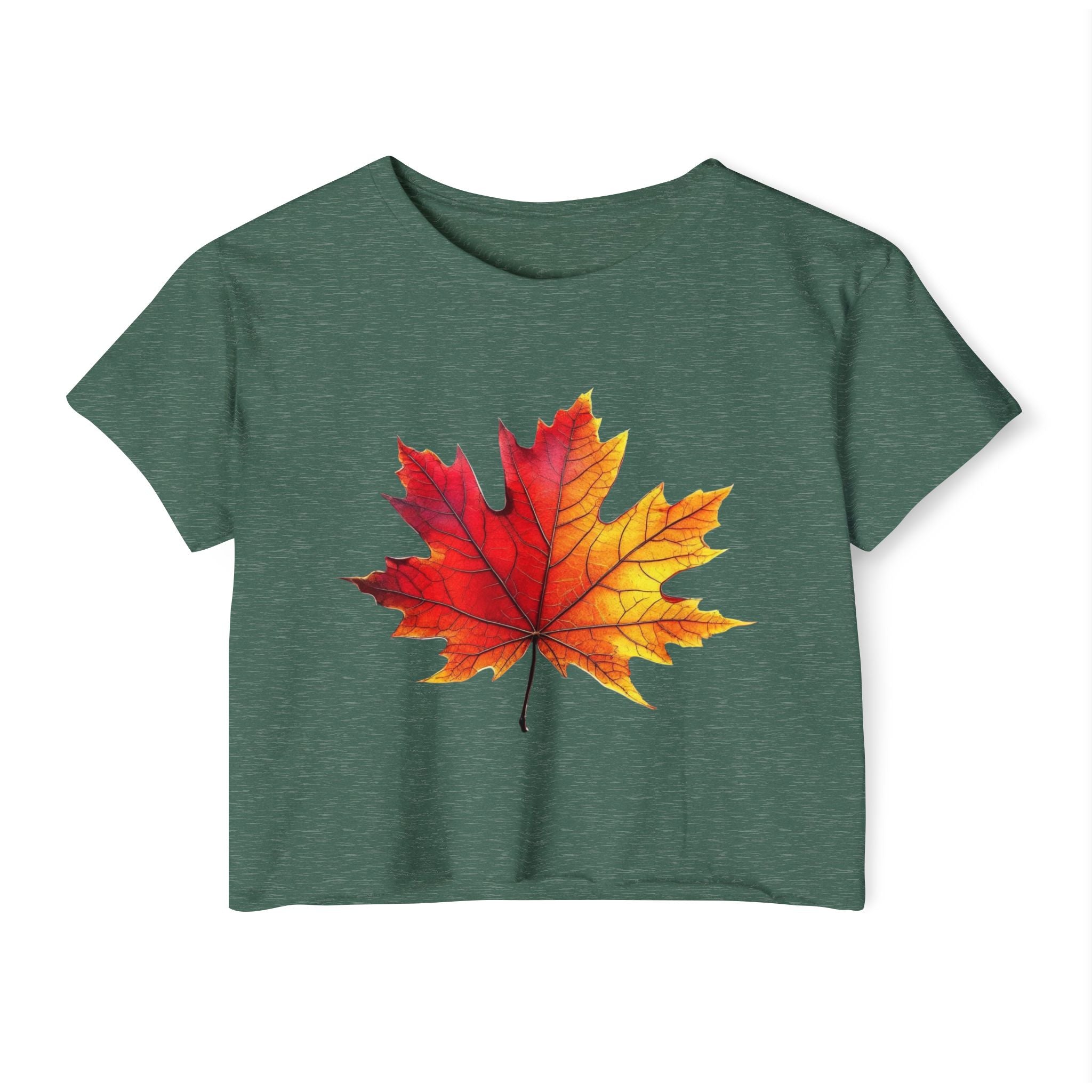 Fall Leaf Festival Crop Top – Boho Autumn Party Tee, Eco-Friendly Fashion