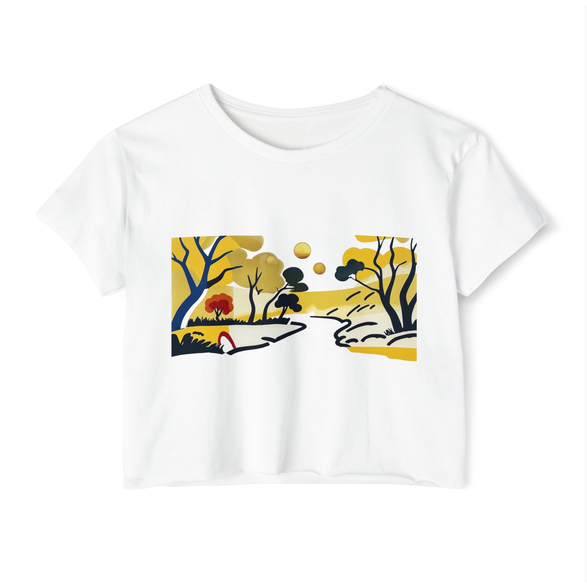 Serenity Flow – Women’s Impressionist Landscape Tee, Casual Chic Top, Gift for Her