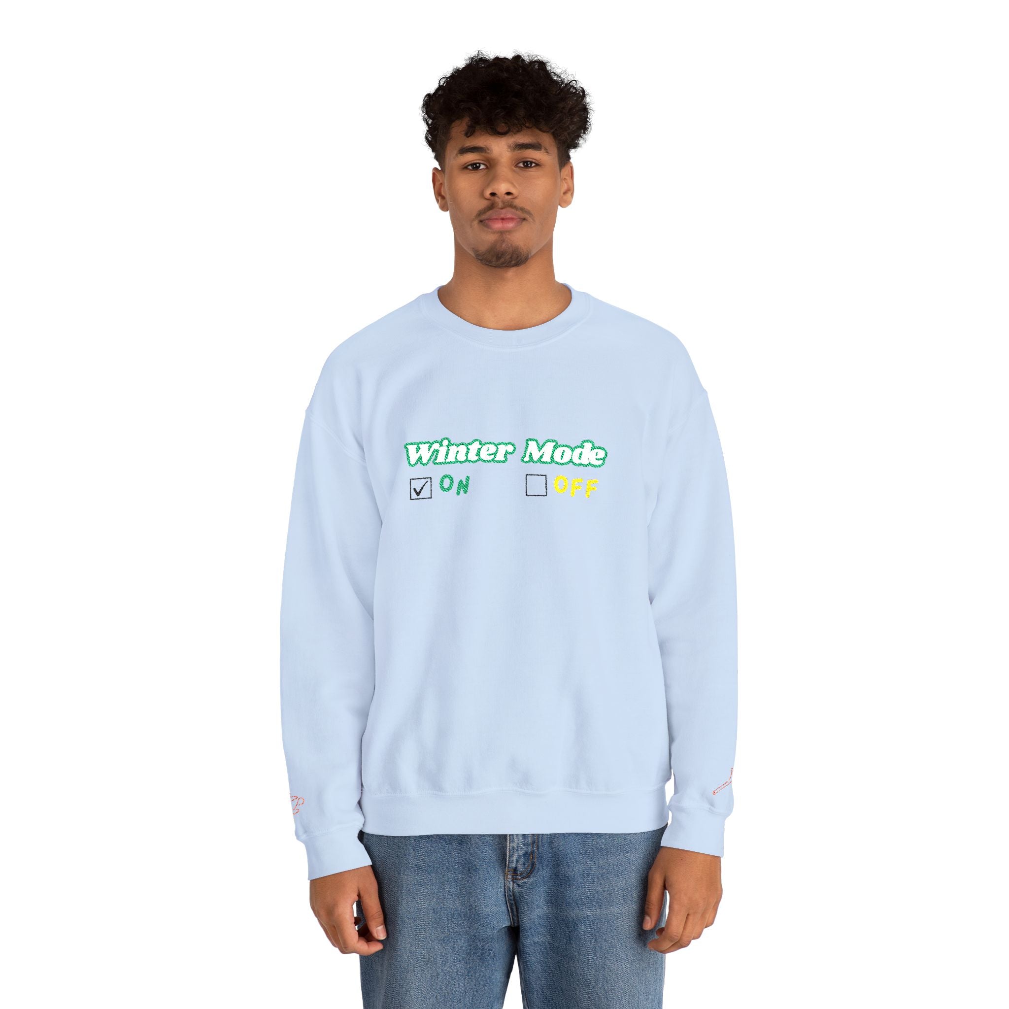 Winter Mode On/Off’ Embroidered Sweatshirt – Cozy Unisex Crewneck, Perfect for Winter & Holidays