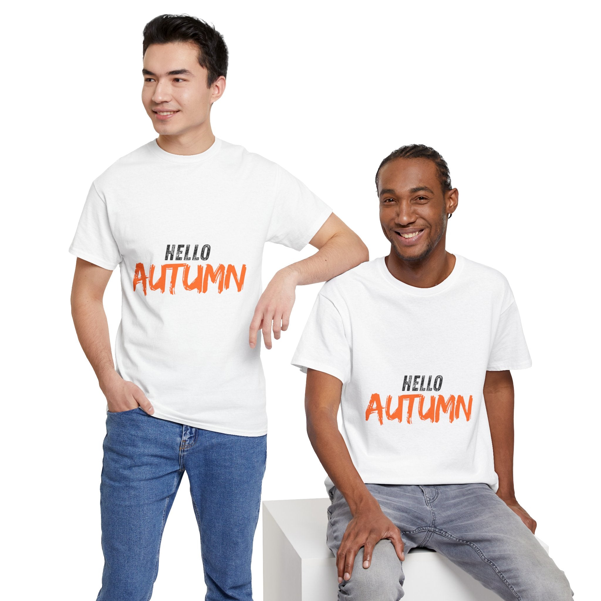 Hello Fall Unisex Heavy Cotton Tee, Autumn Shirt, Seasonal T-Shirt, Fall Fashion, Cozy Wear, Gifts for Her/Him, Unisex Tee