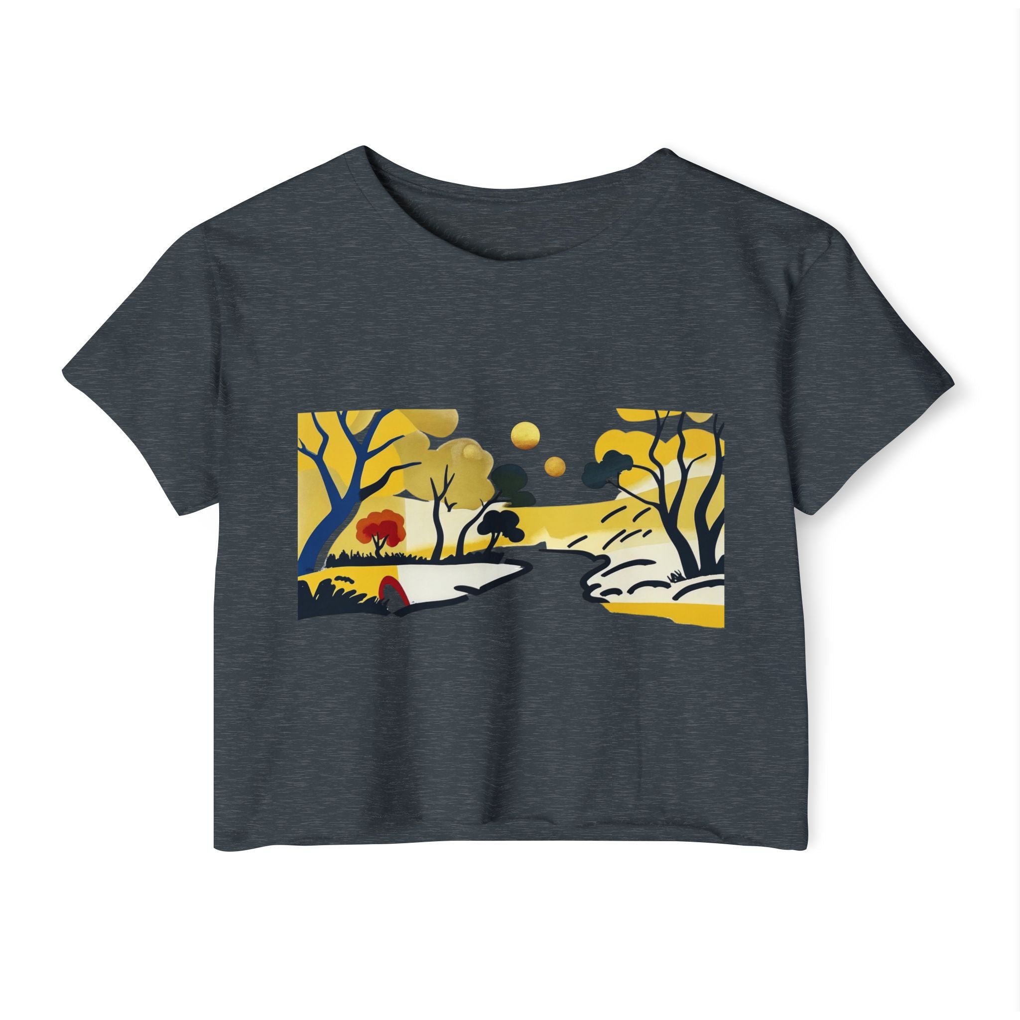 Serenity Flow – Women’s Impressionist Landscape Tee, Casual Chic Top, Gift for Her