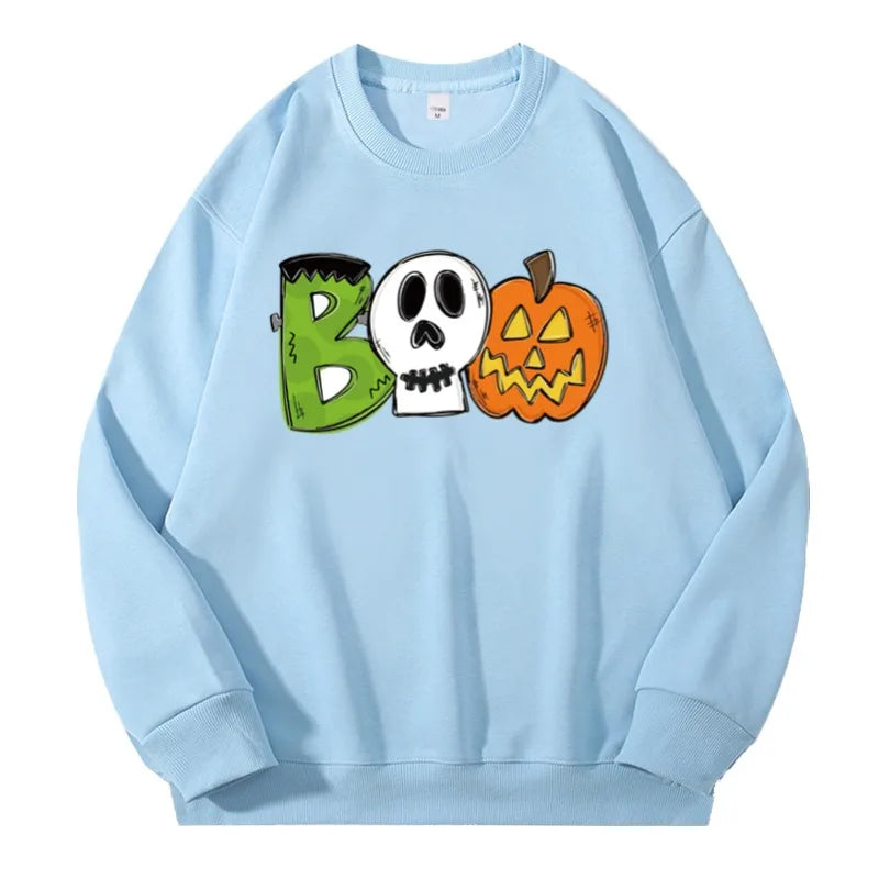 Halloween Sweatshirt Pullover Unisex – Gothic & Cute Prints (Pumpkin, Bat, Skull) | Cotton O-Neck Trick or Treat Top