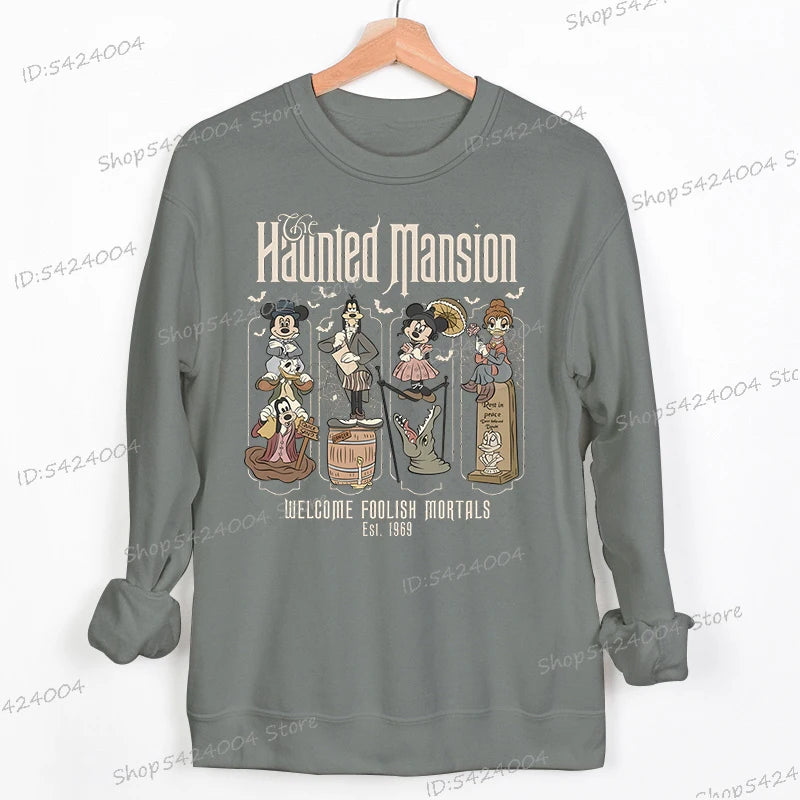 Haunted Mansion Disney Halloween Sweatshirt – Mickey Mouse & Friends Cartoon Pullover for Women & Men, Fall Sportswear