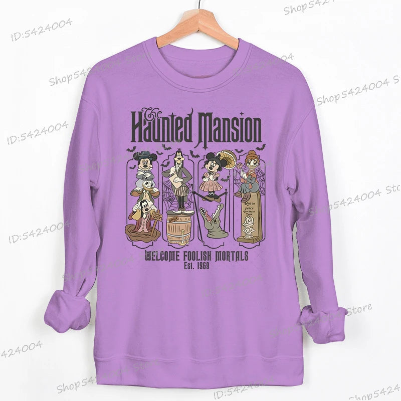 Haunted Mansion Disney Halloween Sweatshirt – Mickey Mouse & Friends Cartoon Pullover for Women & Men, Fall Sportswear