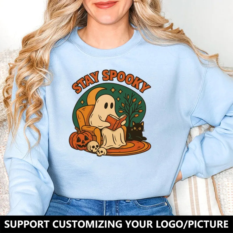 Halloween Sweatshirt Pullover Unisex – Gothic & Cute Prints (Pumpkin, Bat, Skull) | Cotton O-Neck Trick or Treat Top