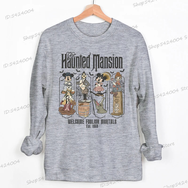 Haunted Mansion Disney Halloween Sweatshirt – Mickey Mouse & Friends Cartoon Pullover for Women & Men, Fall Sportswear