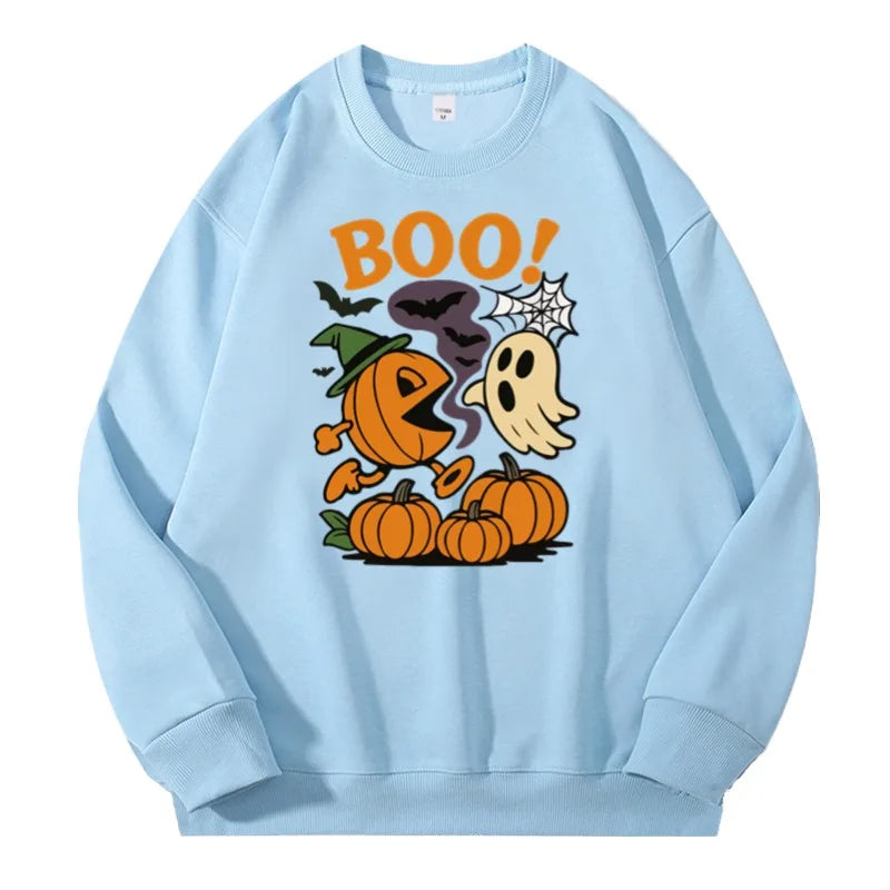 Halloween Sweatshirt Pullover Unisex – Gothic & Cute Prints (Pumpkin, Bat, Skull) | Cotton O-Neck Trick or Treat Top
