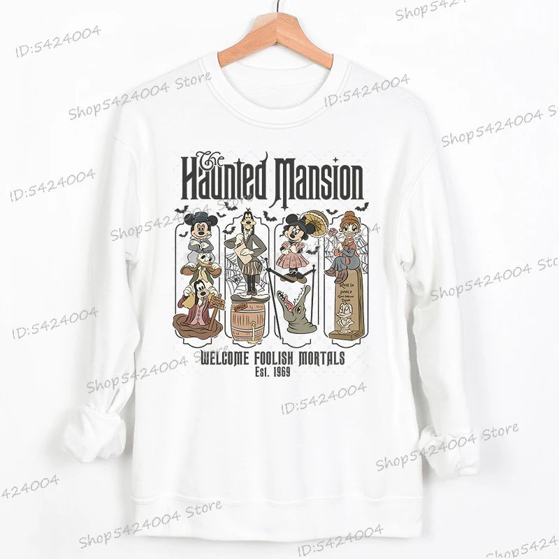 Haunted Mansion Disney Halloween Sweatshirt – Mickey Mouse & Friends Cartoon Pullover for Women & Men, Fall Sportswear