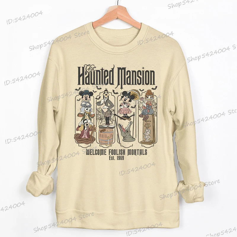 Haunted Mansion Disney Halloween Sweatshirt – Mickey Mouse & Friends Cartoon Pullover for Women & Men, Fall Sportswear