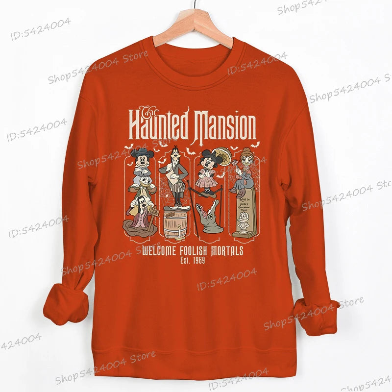 Haunted Mansion Disney Halloween Sweatshirt – Mickey Mouse & Friends Cartoon Pullover for Women & Men, Fall Sportswear