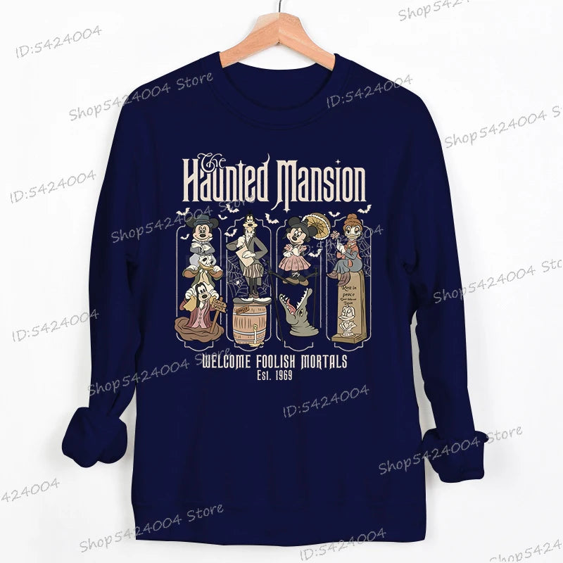 Haunted Mansion Disney Halloween Sweatshirt – Mickey Mouse & Friends Cartoon Pullover for Women & Men, Fall Sportswear