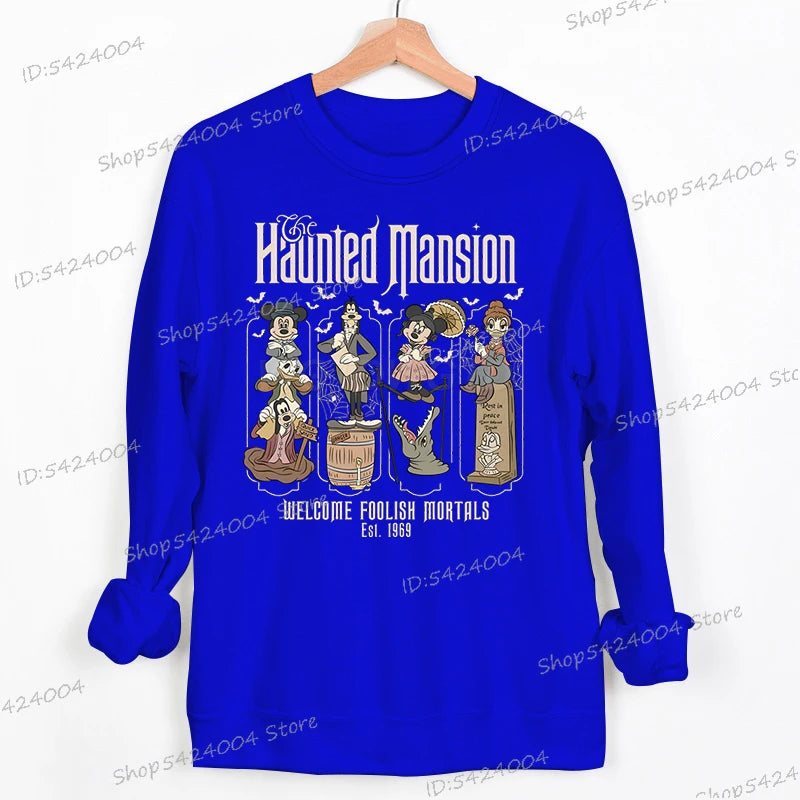 Haunted Mansion Disney Halloween Sweatshirt – Mickey Mouse & Friends Cartoon Pullover for Women & Men, Fall Sportswear