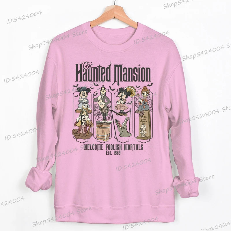 Haunted Mansion Disney Halloween Sweatshirt – Mickey Mouse & Friends Cartoon Pullover for Women & Men, Fall Sportswear