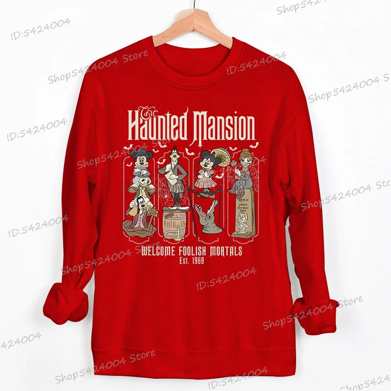 Haunted Mansion Disney Halloween Sweatshirt – Mickey Mouse & Friends Cartoon Pullover for Women & Men, Fall Sportswear