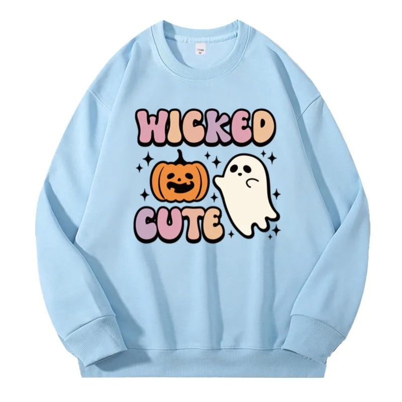 Halloween Sweatshirt Pullover Unisex – Gothic & Cute Prints (Pumpkin, Bat, Skull) | Cotton O-Neck Trick or Treat Top