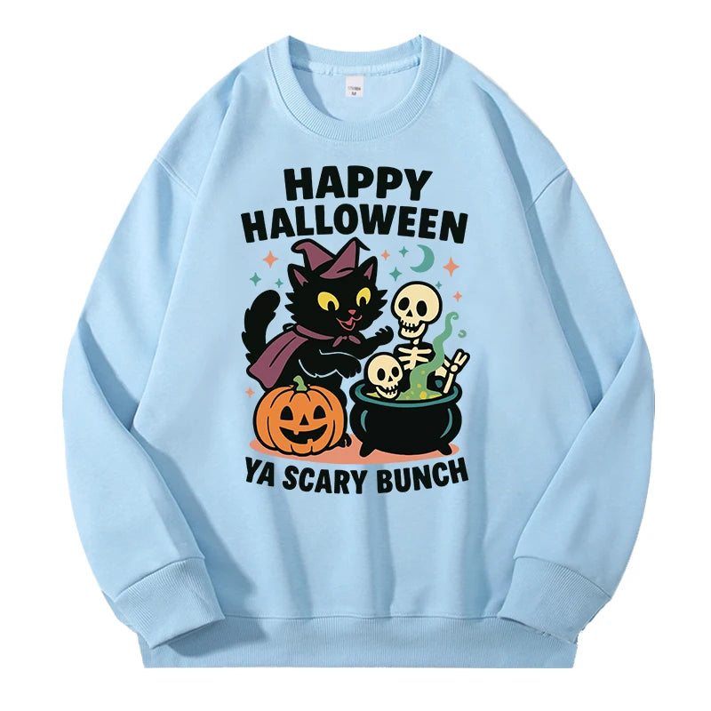 Halloween Sweatshirt Pullover Unisex – Gothic & Cute Prints (Pumpkin, Bat, Skull) | Cotton O-Neck Trick or Treat Top