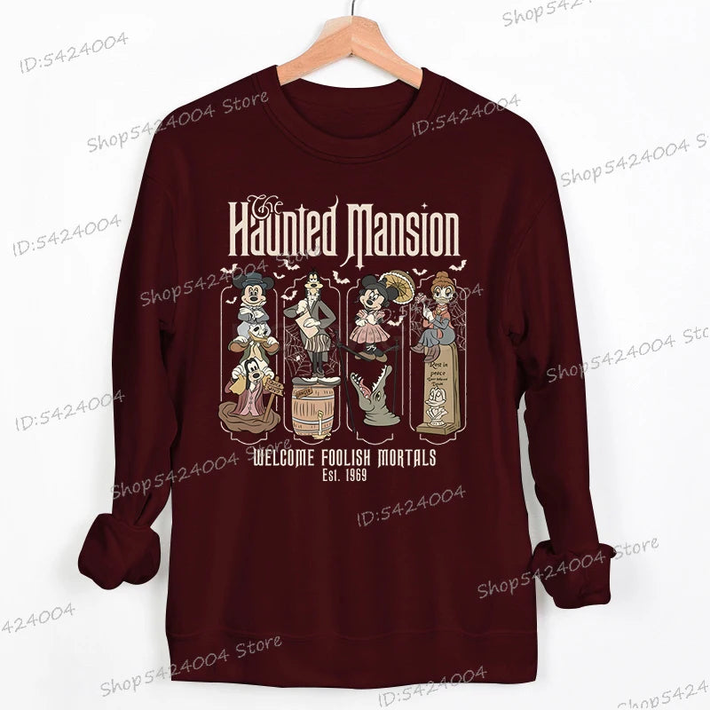 Haunted Mansion Disney Halloween Sweatshirt – Mickey Mouse & Friends Cartoon Pullover for Women & Men, Fall Sportswear