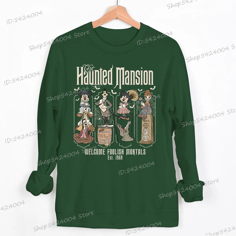 Haunted Mansion Disney Halloween Sweatshirt – Mickey Mouse & Friends Cartoon Pullover for Women & Men, Fall Sportswear